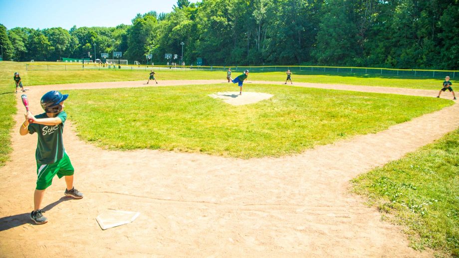 Campers on Camp Schodack baseball field