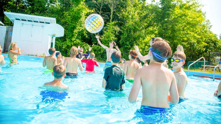 Boys have pool party at summer camp