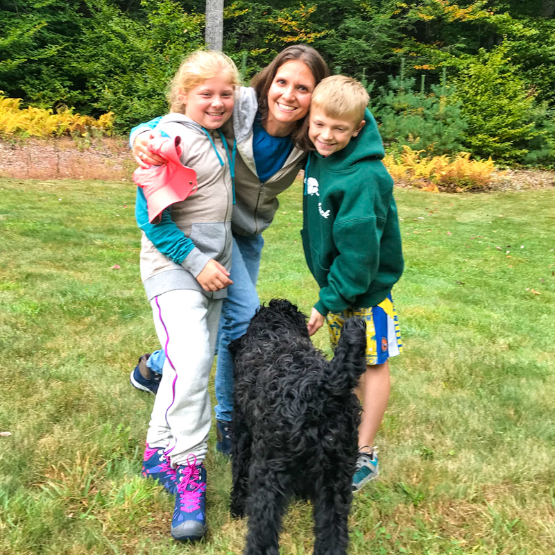 Jessica Moriarty with her children and dog