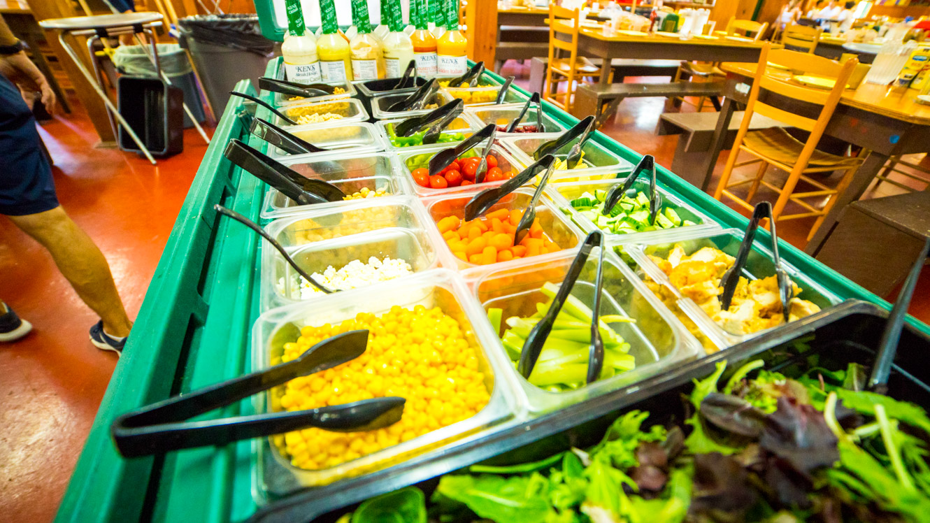 Summer camp dining hall salad bar